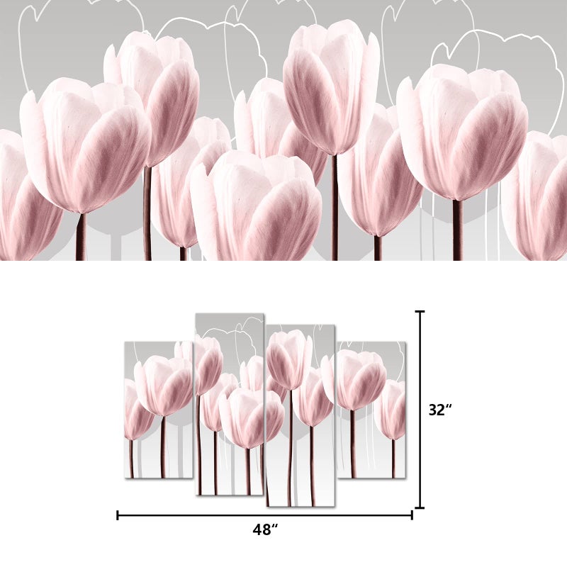 Visual Art Decor Floral Canvas Wall Art Pink Tulip Wall Decor, Pink Flower Painting Living Room Bedroom Home Wall Decoration Framed Artwork 34inx48in - Image 5
